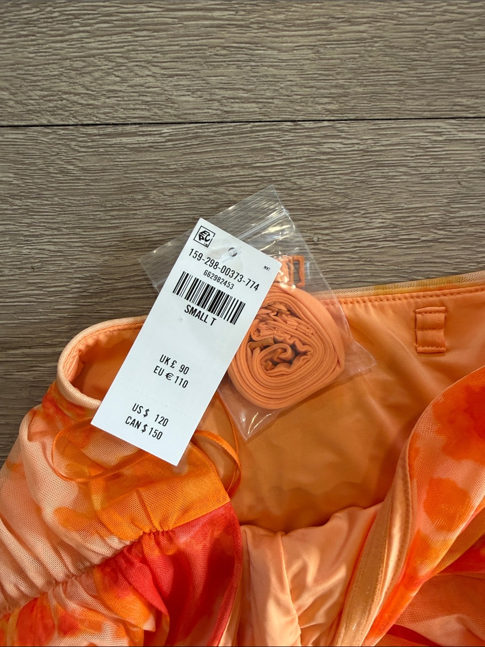 NWT Abercrombie & Fitch Strapless Orange Floral Midi Dress - Picture 2 of 6